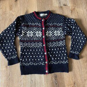 Vintage 80s‎ LL Bean Nordic Cardigan Wool Sweater Mens Multicolor Size S